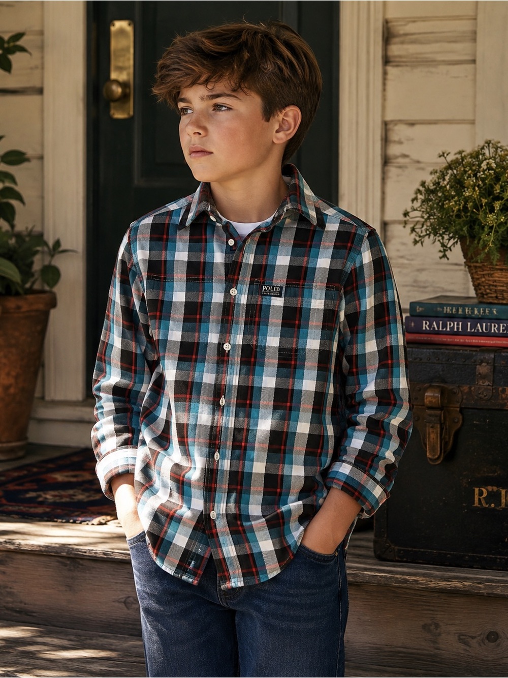 Polo Ralph Lauren Boys M 10-12 Plaid Flannel Workshirt Preppy Heritage Designer